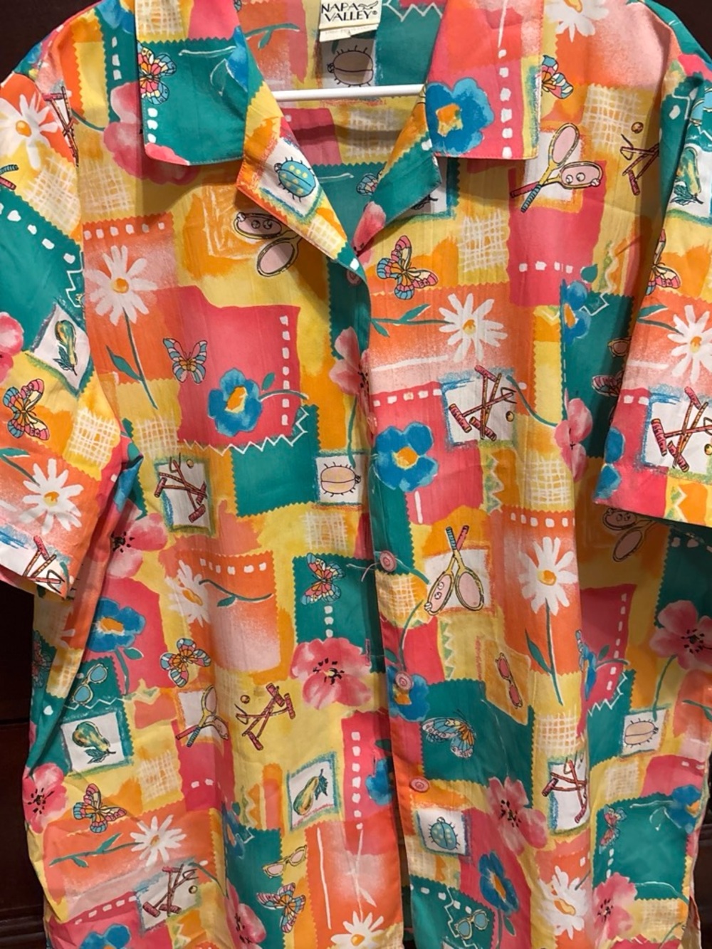 Napa Valley Floral Patchwork Short-Sleeve Blouse — Multicolor